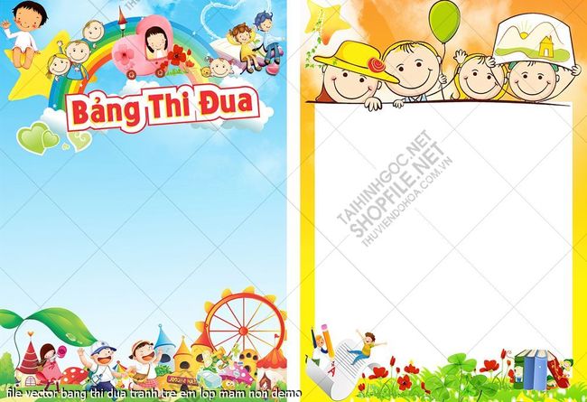 file vector bang thi dua tranh tre em lop mam non